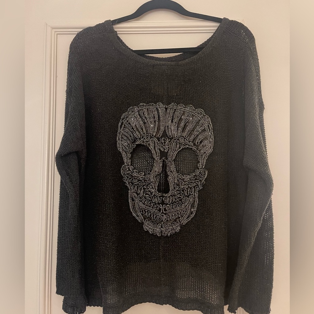 Black Skull Embellished Sweater